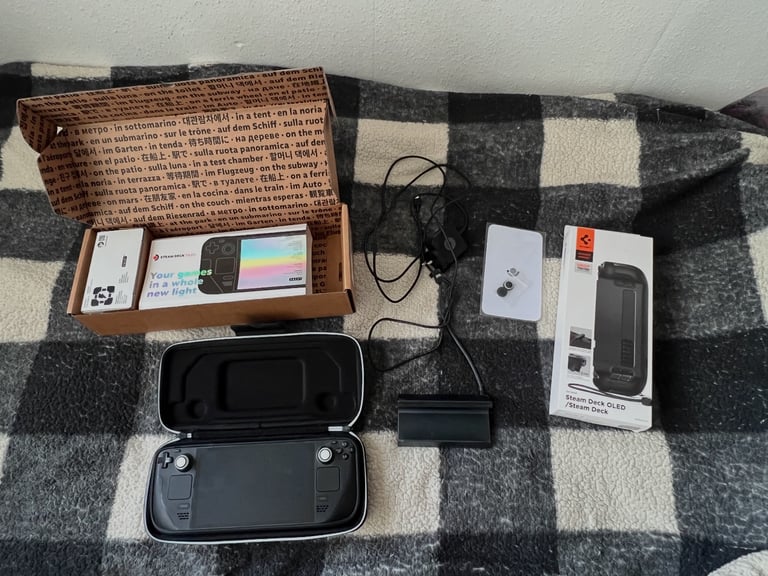 image for Steam deck OLED 1tb with 1tb memory card original box case and a screen protector 