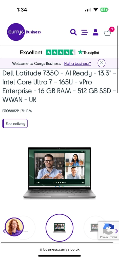image for NEW, CAN HAND DELIVER,RRP £1535, 3 YEAR WARRANTY,Dell Latitude 7350 ultra 7 165U laptop 2 in 1