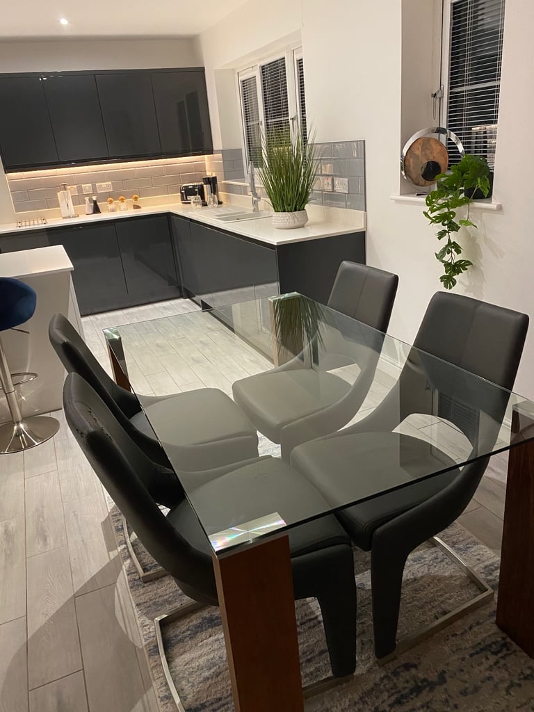 image for Glass Dining Table and 4 Chairs 