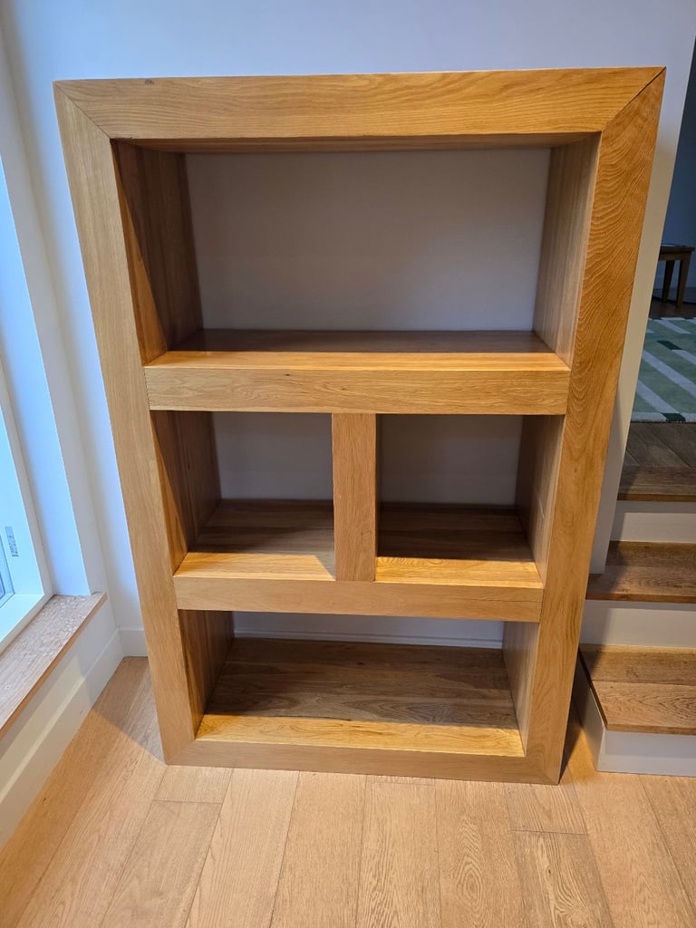 Solid oak shelving unit bookcase ex Studio 1