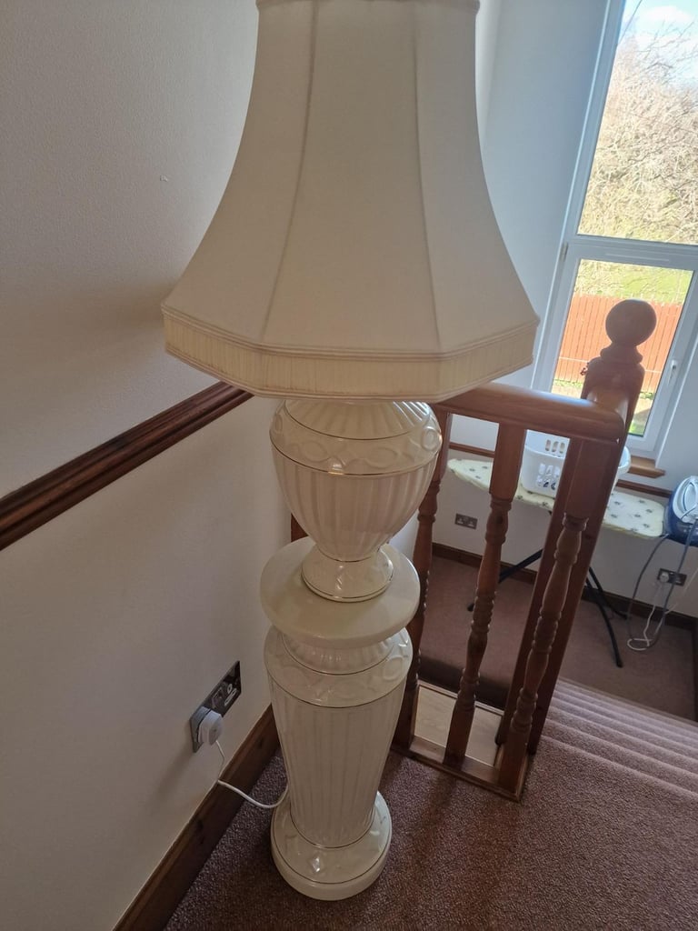 tall ceramic lamp with shade cream gold elegant 