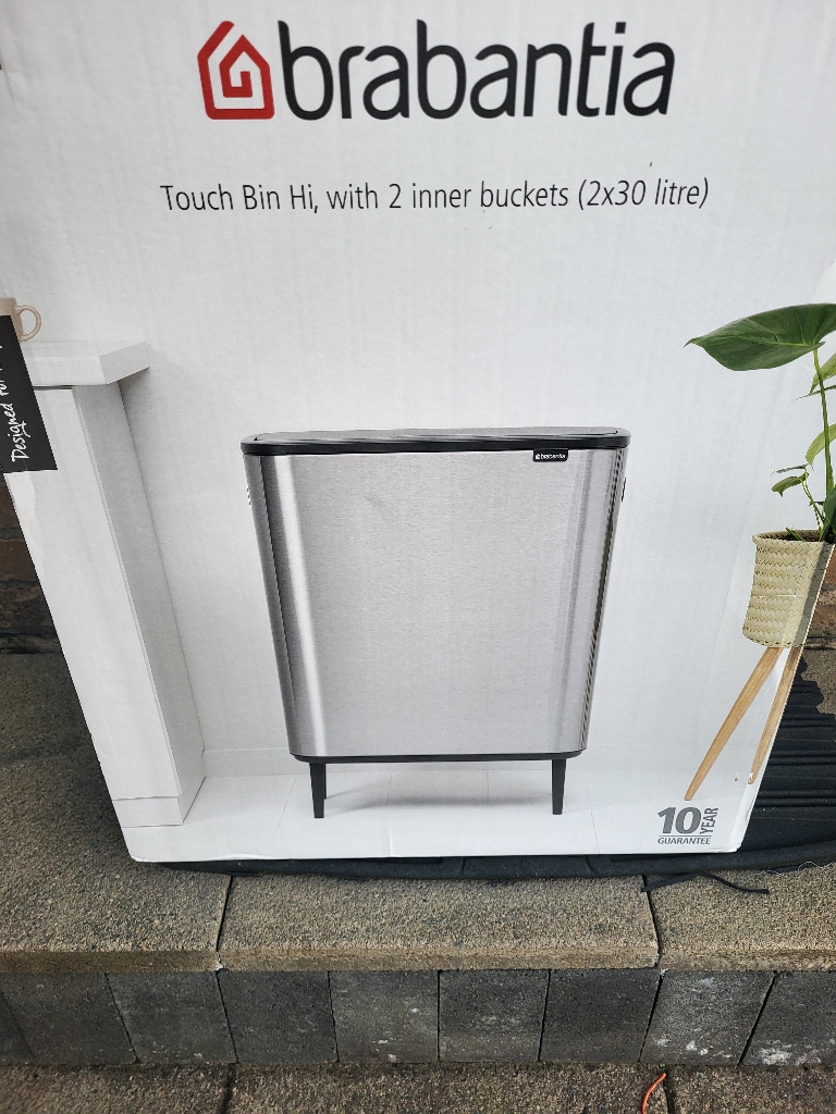 image for Brabantia Bo Touch Hi Bin 2 X 30 Litre - Concrete Mineral Grey