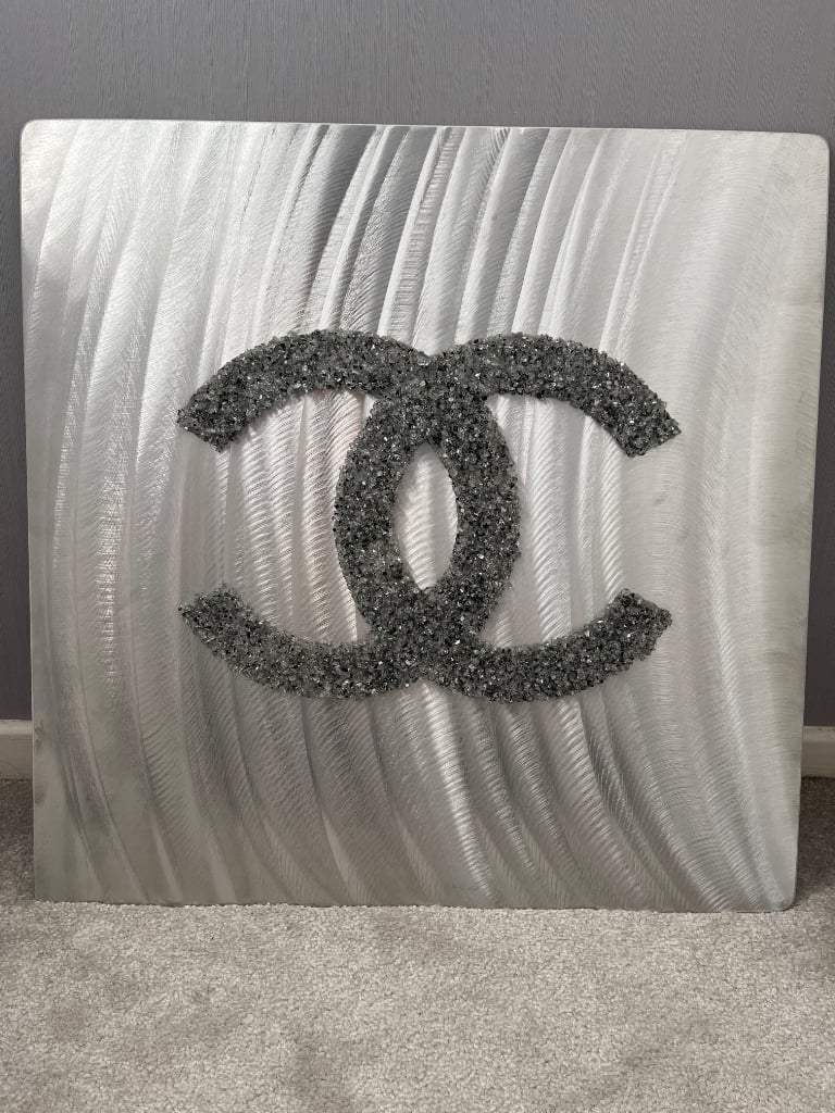 chanel canvas wall art black and silver