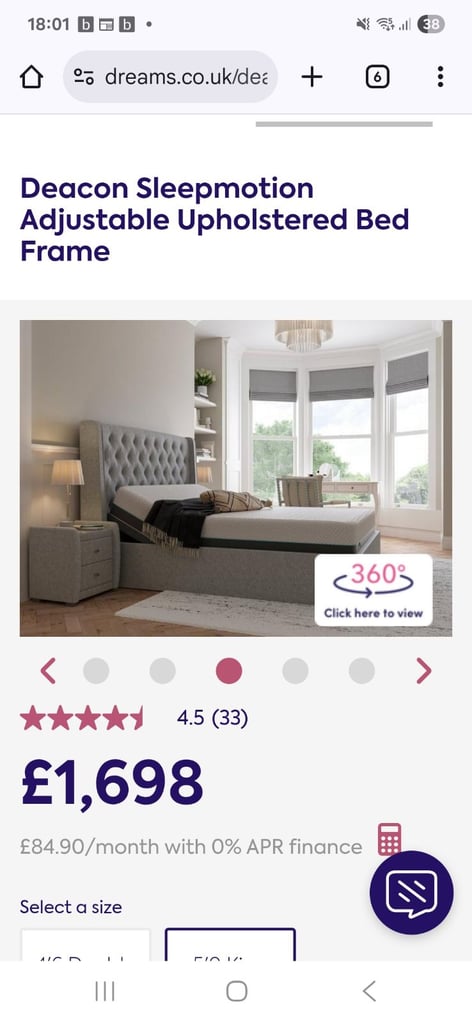 Dreams king size sleep motion bed 