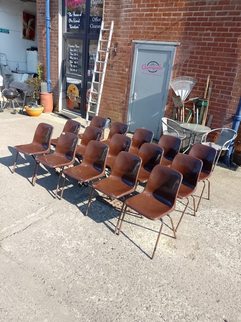 Brown stacking chairs, Ref:18321 15 available @ £10 each £10.00