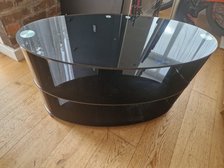 image for Black glass tv stand 3 levels for FREE Newport