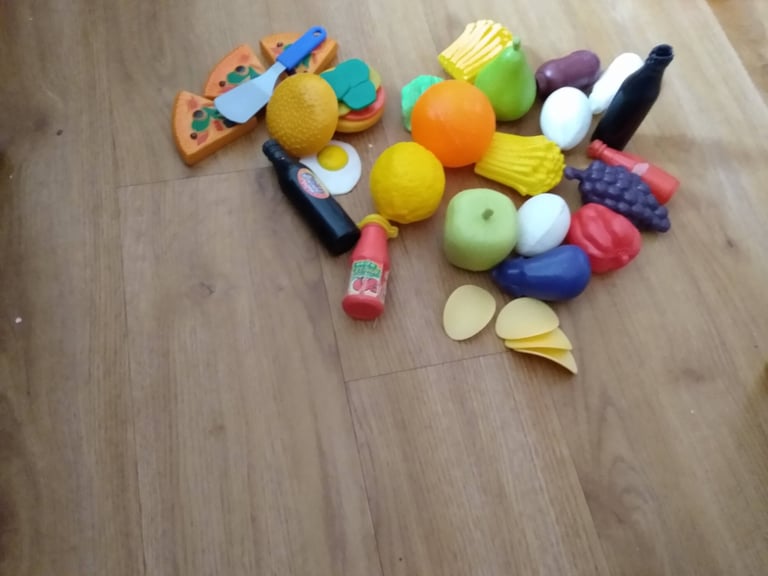 image for Toy plastic fruit and bottles