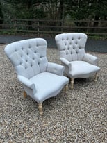 Wing back chesterfield chairs pair