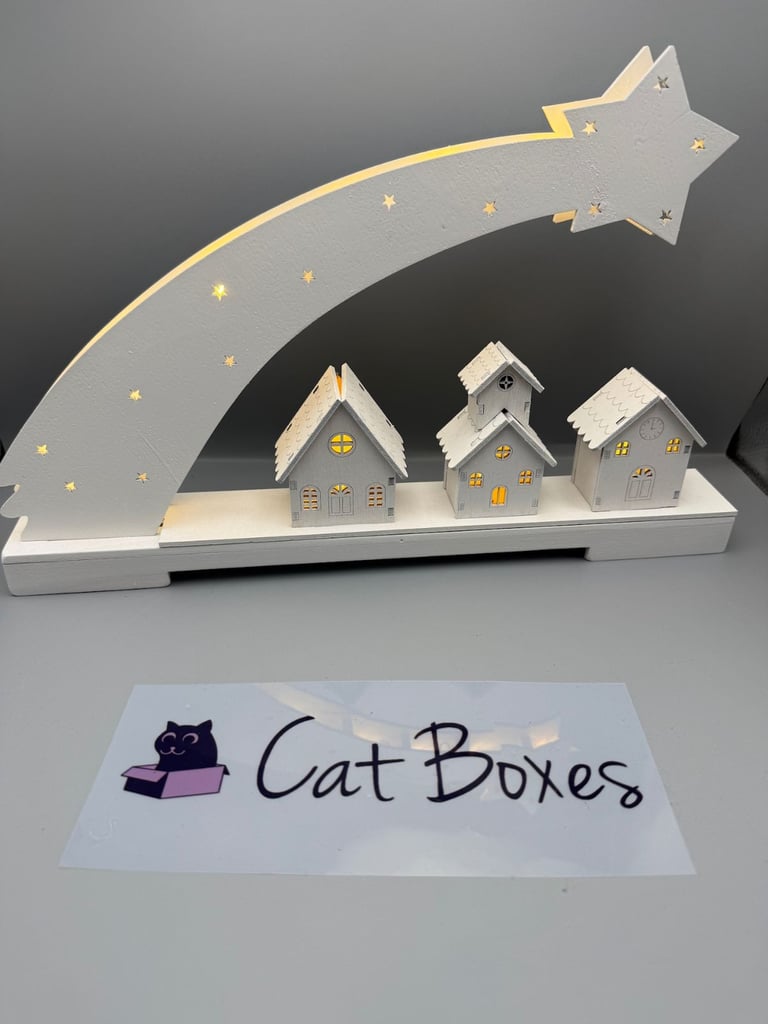 Wooden Shooting Star Light Up Christmas Scene 45cm