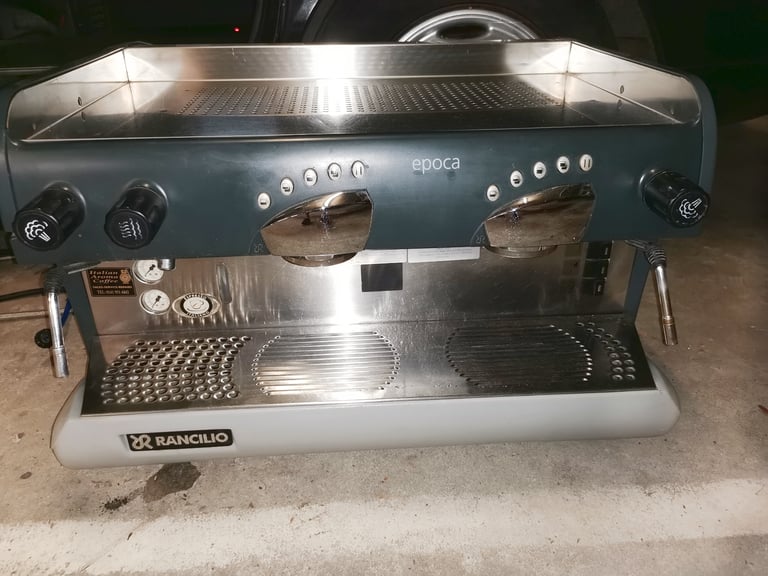 Rancillio Epocs DE, 2 group, Commercial Coffee Machine + Knock Box for Sale