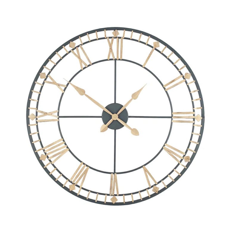 Antique Bronze/Unfinished gold and black Skeleton Wall Clock