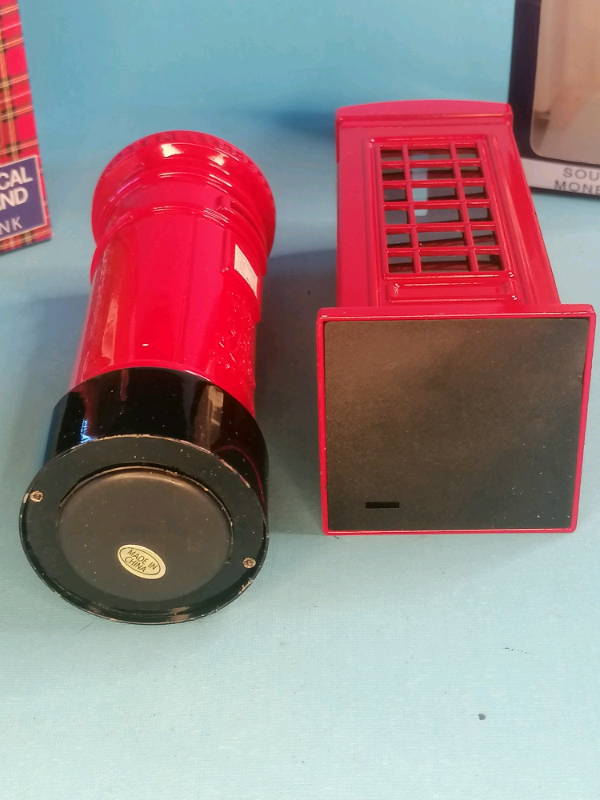 6-inch British Style Telephone Booth & Letter Box Metal Piggy Money 