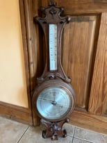 Vintage 19th century Hardwood cased barometer 