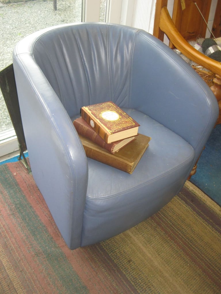 image for MODERN BLUE 'TUB' CHAIR. 2 AVAILABLE MATCHING £18 EACH. VIEWING - DELIVERY AVAILABLE