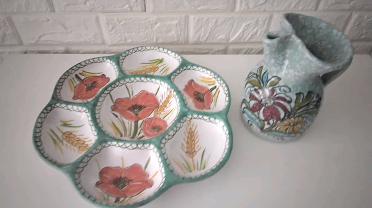 Retro European plate and jug very decorative 
