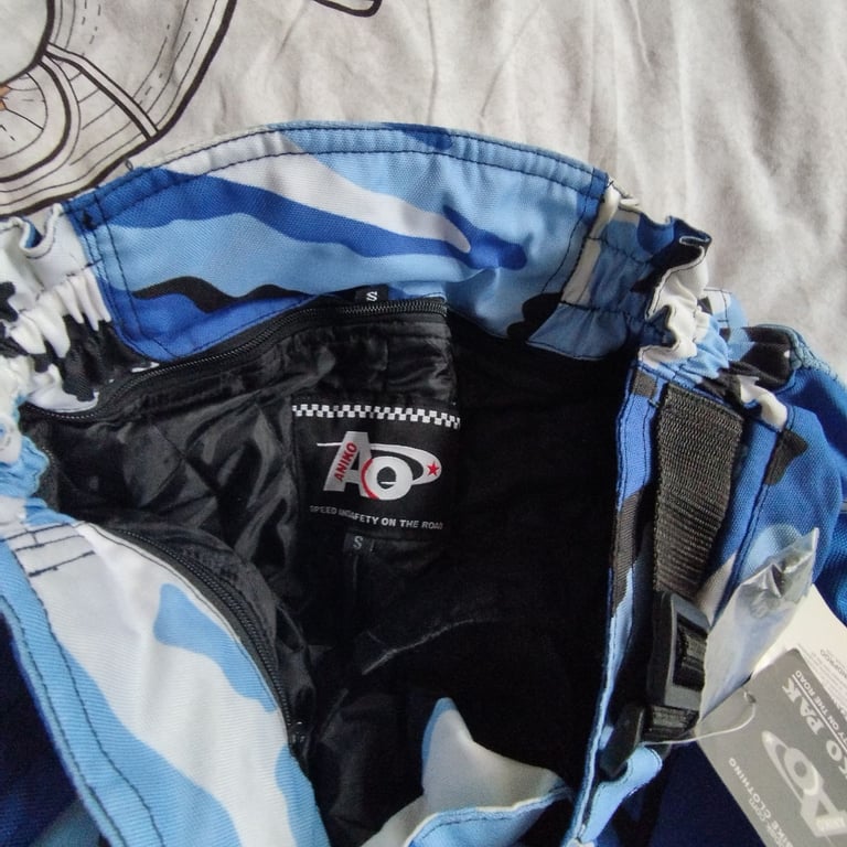 New Blue Camo Biker Jacket and Trousers