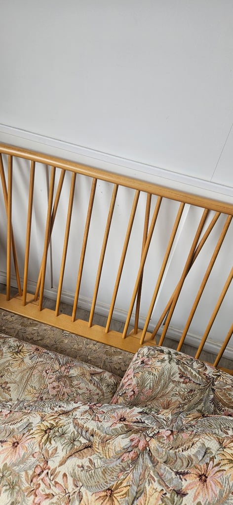 Vintage Ercol 766 Jubilee Three-Seater Sofa – Blonde Wood – Mid-Century Modern