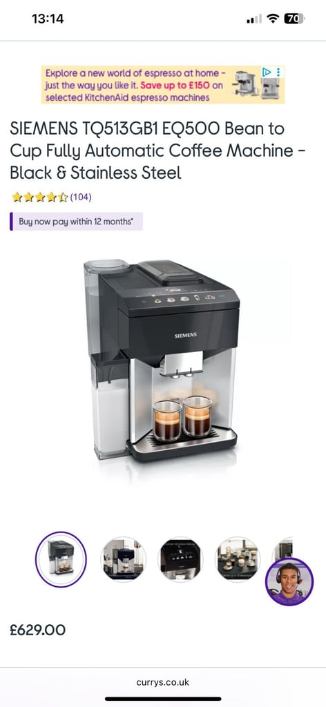 image for SIEMENS coffe machine EQ500 Bean to Cup Fully Automatic