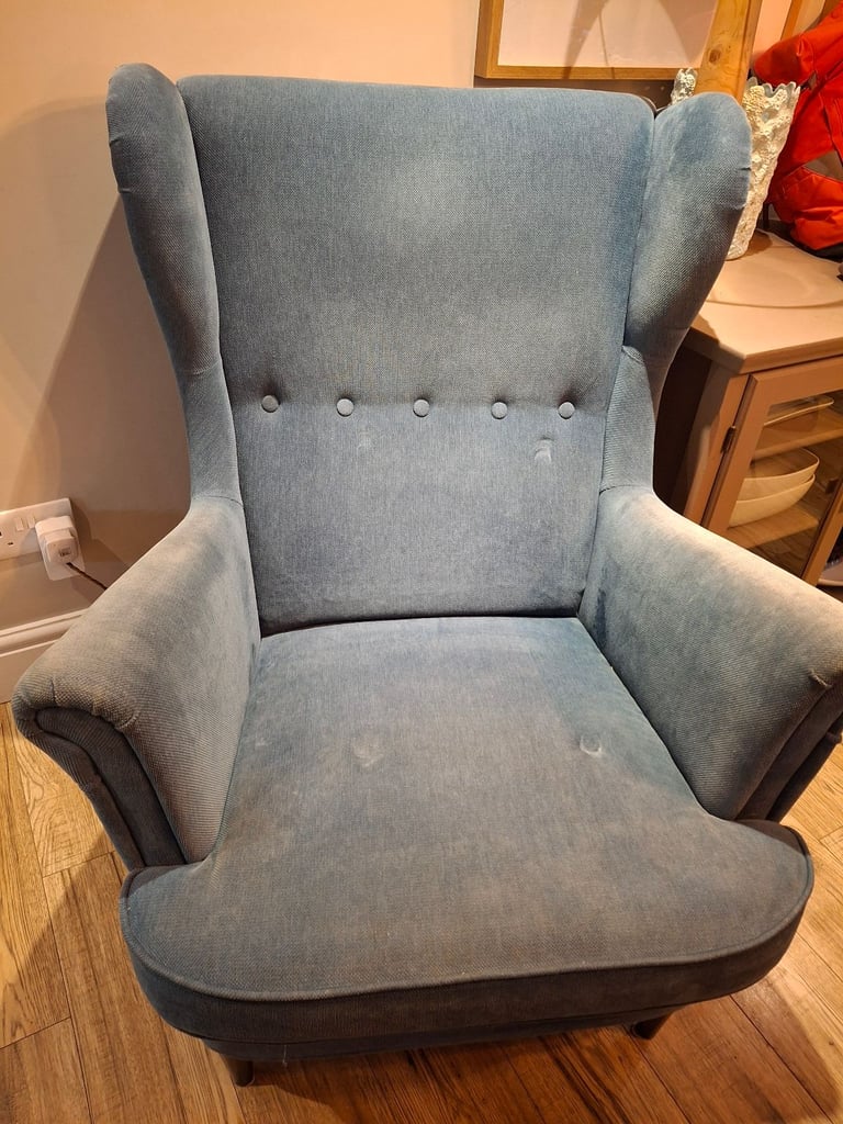 image for Ikea winged back chair w/stool