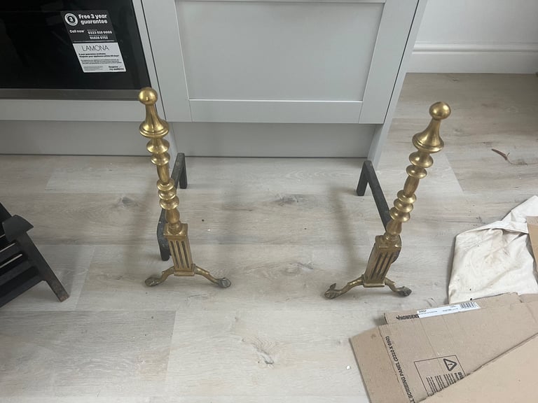 image for Two Solid brass Firedogs