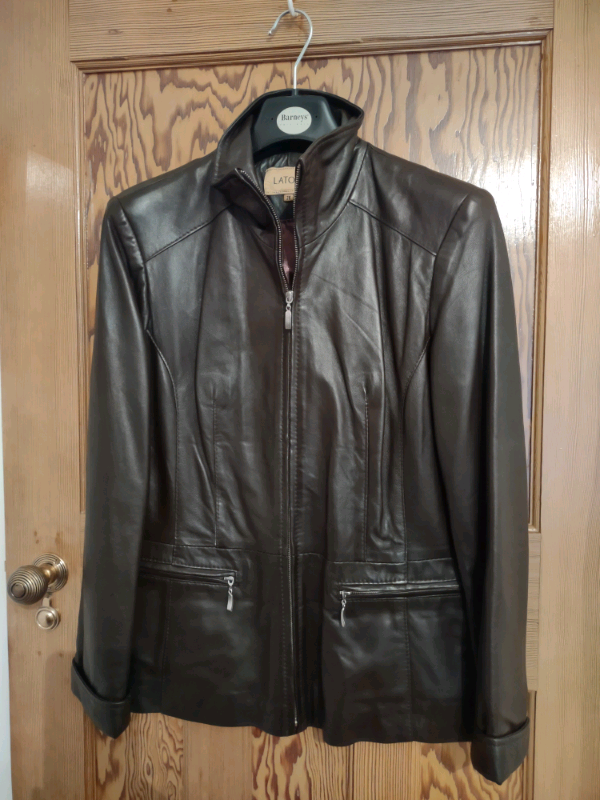 Size 12, Soft Leather Jacket, brown, ladies. 