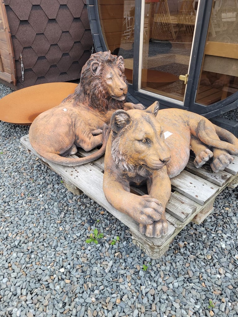 stone donkey & cart garden ornament