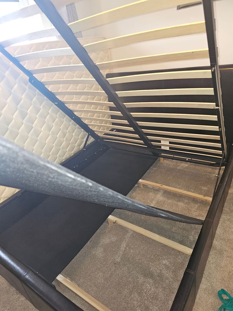 King Faux Leather Bed with King Mattress