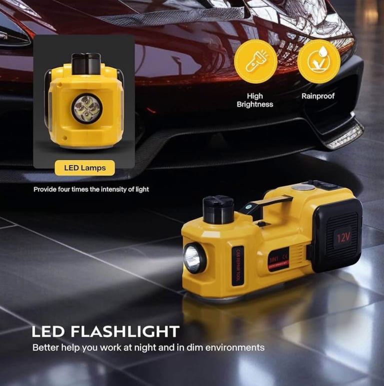 3 in 1 Electric Car Jack 12V DC 5 Ton Lift Hydraulic Jack kit Roadside Tire Change Lifting Tools JIY