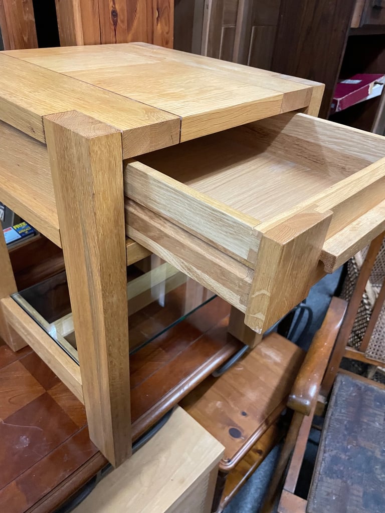 Solid wood, end or bedside table.