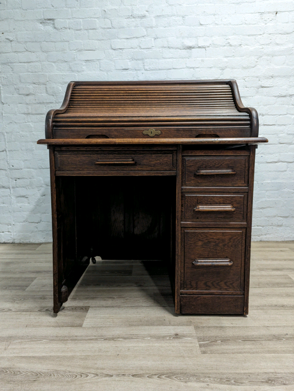 Solid oak roll top desk deals used