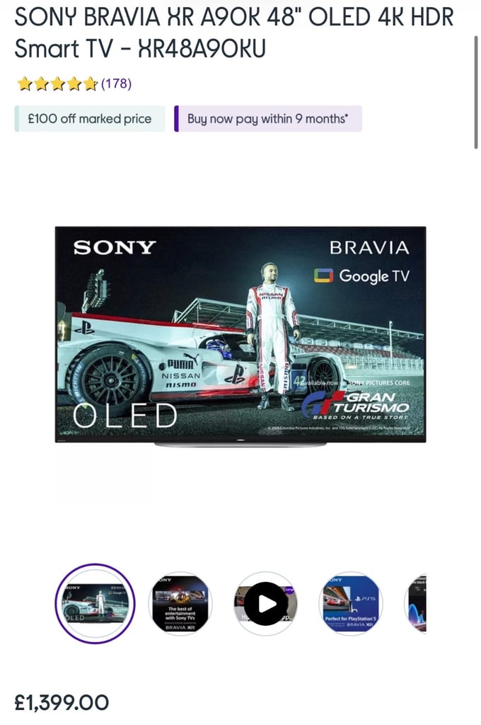 New SONY BRAVIA 48 inch XR oled A9OK 4K HDR Smart TV - XR48A90KU