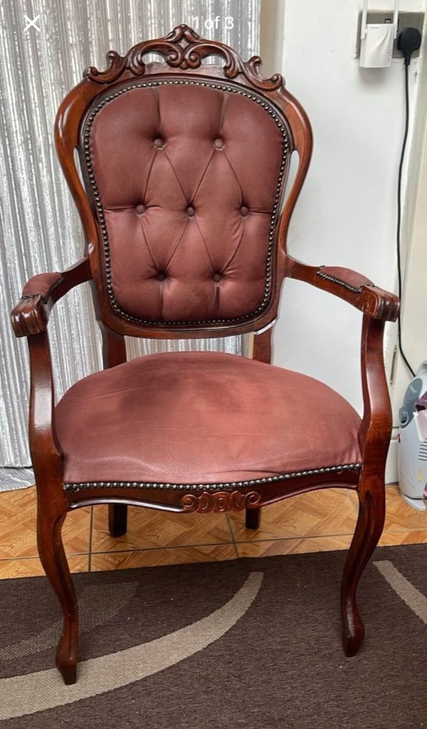 image for Chesterfield Brown Leather Armchair