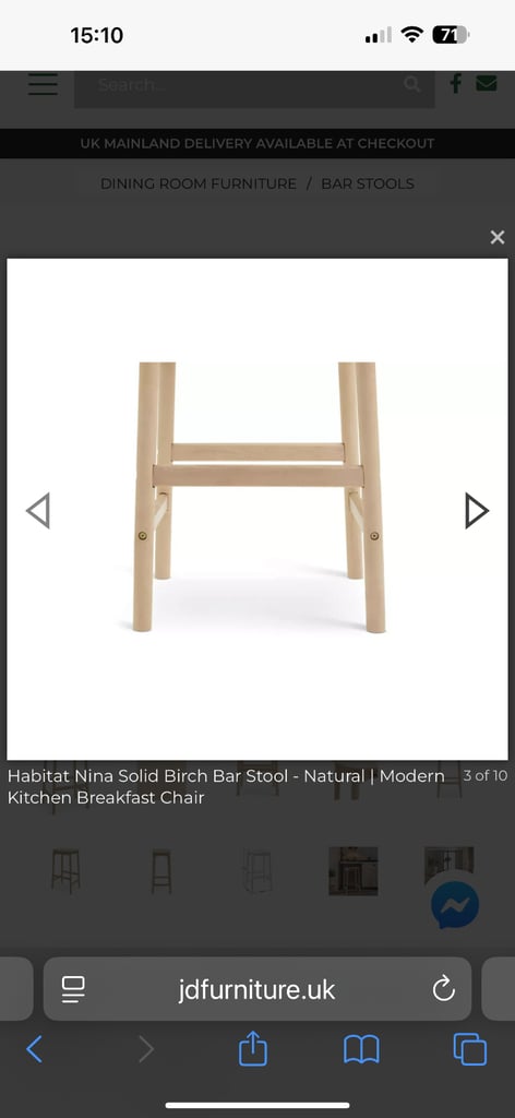 2 birch Habitat Nina bar stools 
