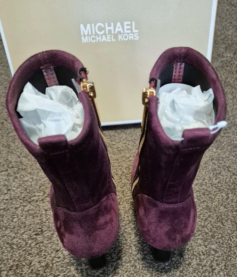MICHAEL KORS CLARA MID BOOTIE MERLOT SUEDE UK6 RRP£245