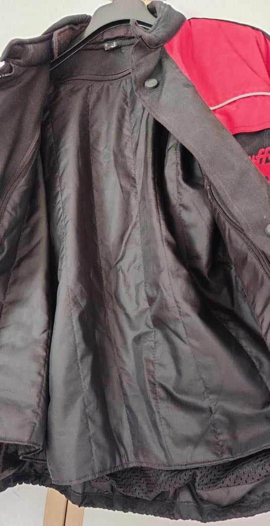 BUFFALO CE Armour Motorcycle Textile Jacket Men's M Black Red Cordura Scotchlite