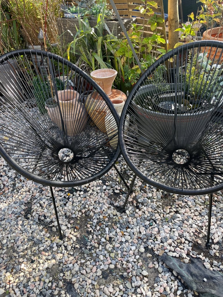 image for Two Black Rattan Chairs 