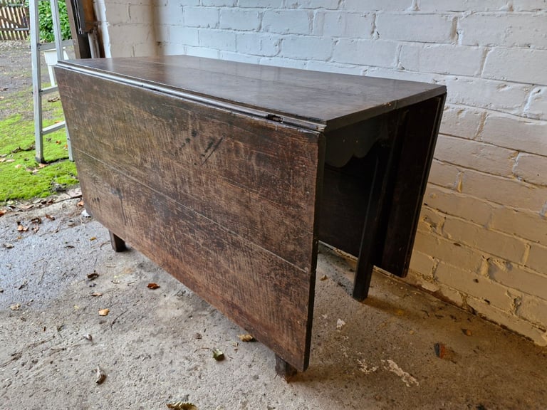 Dining Table, Drop Leaf, Solid Oak, Antique 
