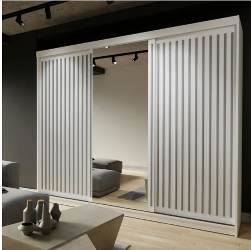 Brand New - Royal Mirror Sliding Door Wardrobe - White - SAME/NEXT DAY DELIVERY