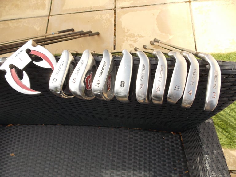 Mens Right Handed Slazenger Firesteel Golf Club Set + Bag, Balls and Tees