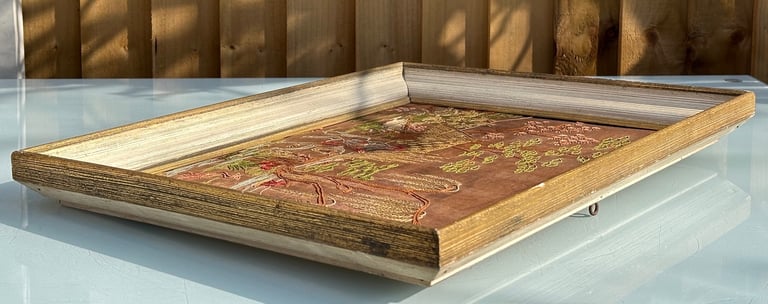 ANTIQUE FRAMED CHINESE SILK EMBROIDERY TAPESTRY PICTURE, 78x45cm - 1900s - WILL POST!