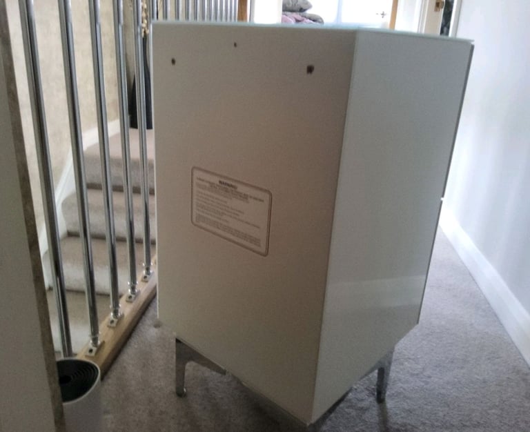2 x White Sloane Glass Collection Luxe 2 Drawer Bedside Tables With Metal Legs