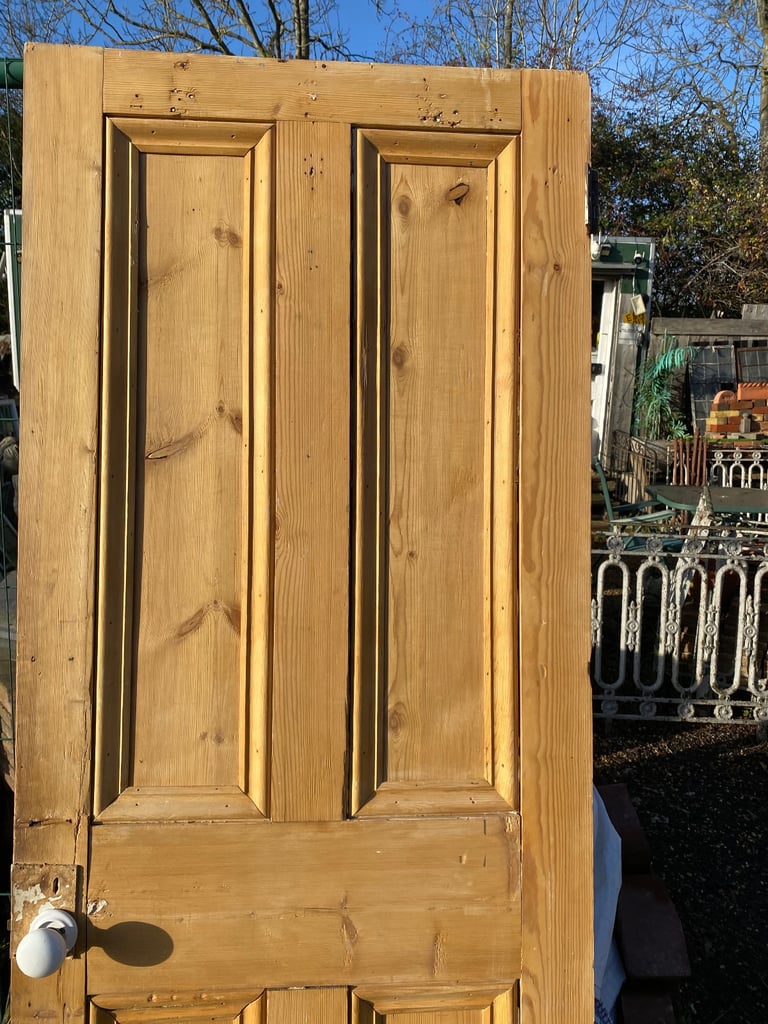 Victorian striped pine 4 panel door 