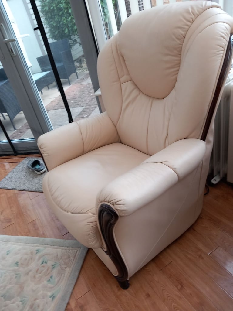 Leather armchair and footstool