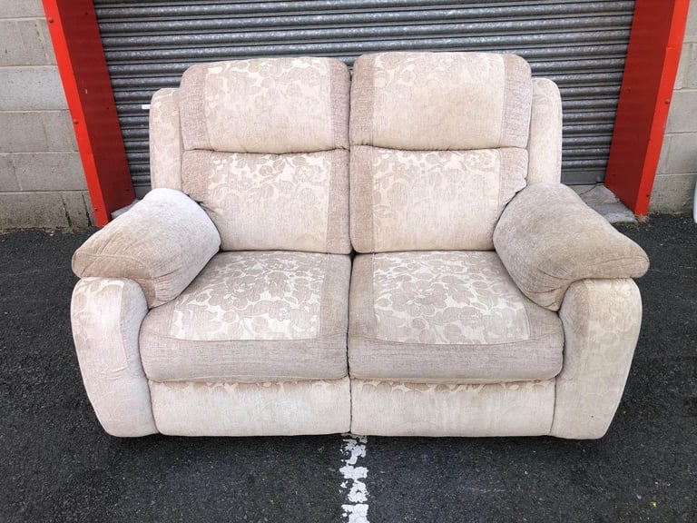 RECLINER Beige Fabric 2 Seater Sofa 