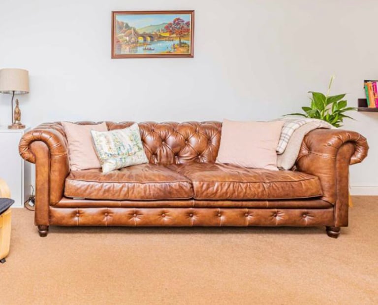 Halo Earle Chesterfield Grand 4 Seater Leather Sofa, antique Whisky