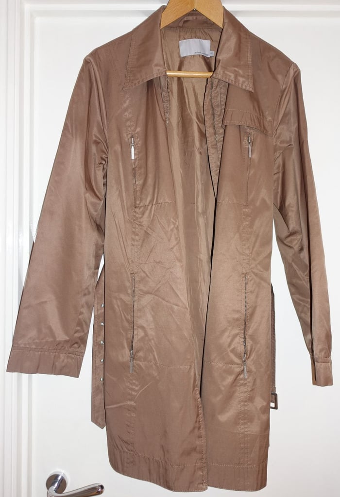 image for Stylish women's belted trenchcoat by 'More & More'.Label states UK Size 16
