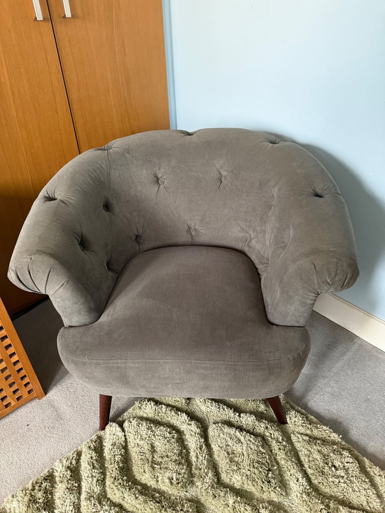 Gorgeous statement grey velvet armchair