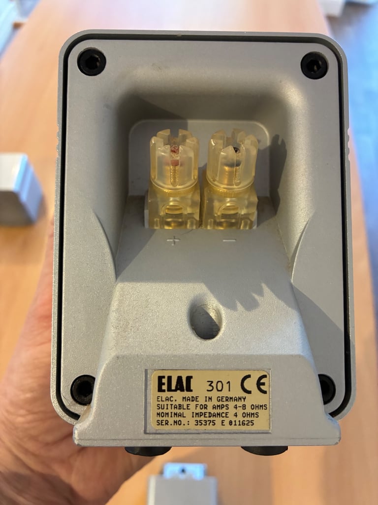 ELAC 301 subwoofer and 5 surround sound speakers