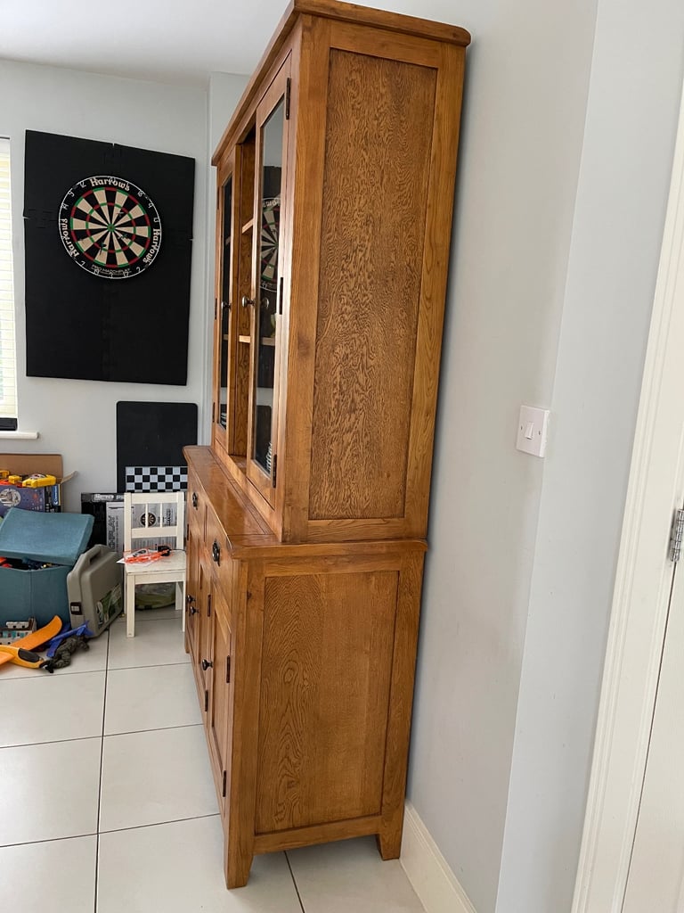 Solid oak kitchen dresser - medium brown