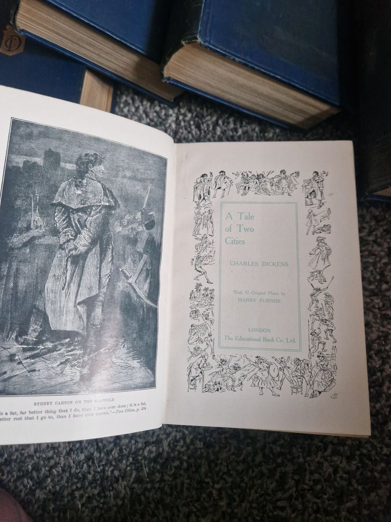 Antique books full set of Charles Dickens library from 1910